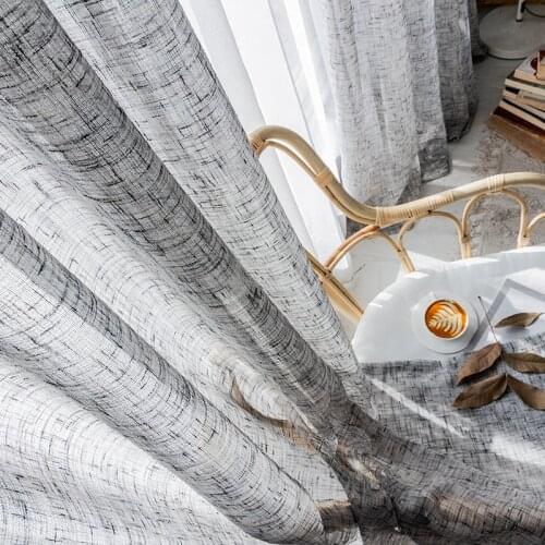 Modern curtain gauze Japanese style Chinese tea room curtain high grade grey curtain gauze partition window screen balcony gauze