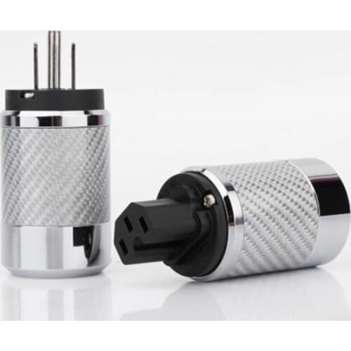 Pair WCF4-R Hi-End Carbon Fiber Rhodium Plated With gasket US Power IEC Connector Female male Plug HIFI DIY Mains Power