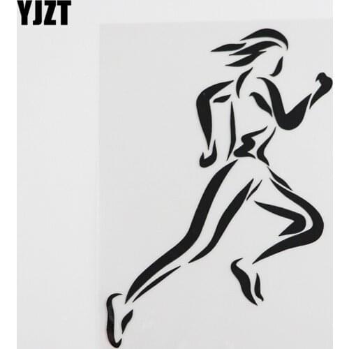 YJZT 11.4CMX15.8CM Sport Girl Running Fitness Silhouette Decal Vinyl Car Sticker Black/Silver 8A-0331
