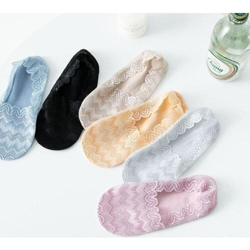 Women Sock Slippers 2021 New Spring Summer Slippers Short Transparent Lace Summer Thin Women Mesh Socks Women Invisible Socks