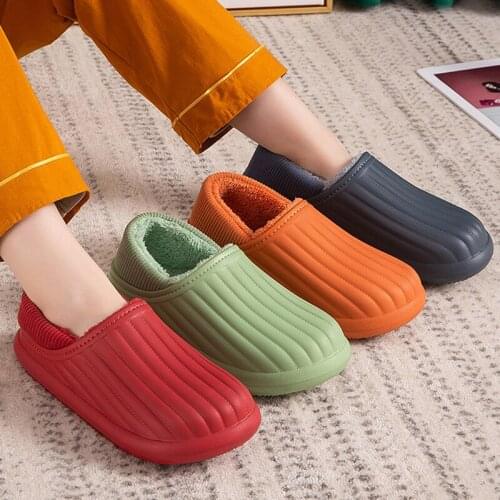 Winter Women Slippers Indoor Warm Fur Slides Fashion Waterproof Men Home Slippers Flat Shoes Casual Couple Shoes Ladies Slippers