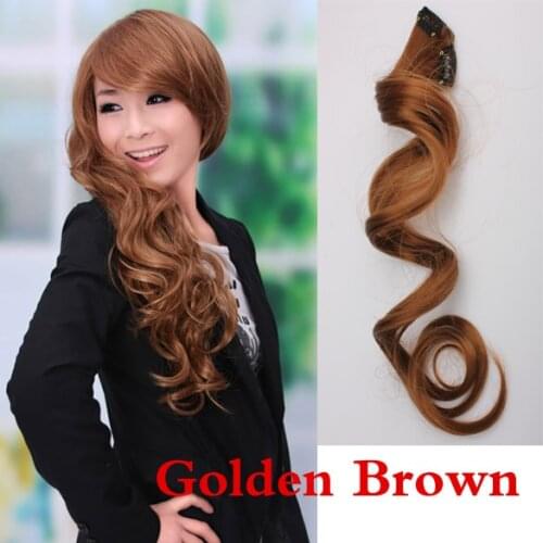 Golden Brown Lady Long Curl Wavy Clip on Sexy Stylish Hair Extension