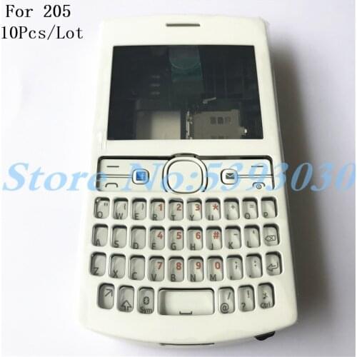 10Pcs/Lot Top Quality Full Complete Mobile Phone Housing Battery Cover For Nokia 205 With English Keypad +Logo