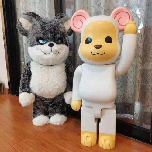 1000% 70cm Bearbricklys Action Figures Blocks Bear Wolf Rabbit Wool Plush Doll Decoration Models