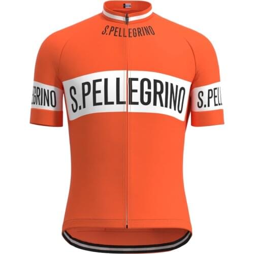 1976 Competition S.PELLEGRINO Team Man Retro Cycling Jersey Short Sleeves Clothing Triathlon Bike Jersey maillot ciclismo hombre