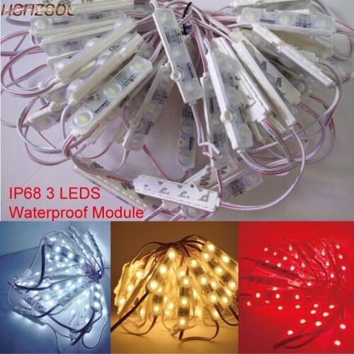 100pcs/lot 5630 3 LED Modules injection LED bar light white warmwhite blue red module Waterproof IP68 DC12V for decoration