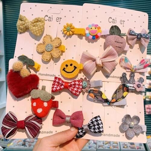 5Pcs/Pack Children Flower Hair Clips Headwear Set Girls Princess Cartoon Hairpins Barrettes Headbands For Kids Hair Accessories