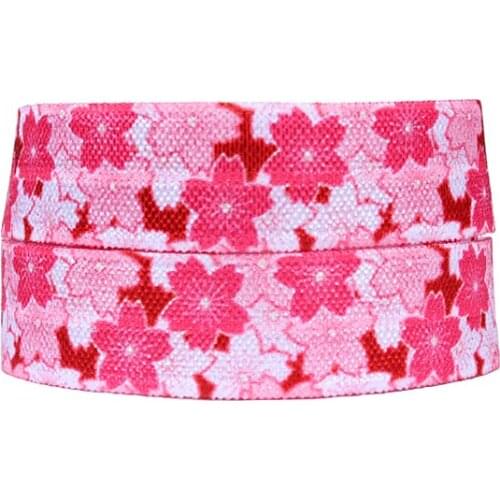50 yards/lot) Wholesale flower foe fold over elastic in Japanese sakura patterns