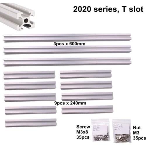 T Slot Aluminum Extrusion Profile Frame Cover Kit for Kossel Mini delta 3D Printer with Screw and T Nut
