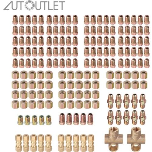 AUTOUTLET 182pcs/set Brake Pipe Connectors Male Female In-line 3 Way 10mm*1mm Metric Repair Restoration Tools Kit For Car Auto