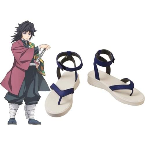 Demon Slayer Kimetsu no Yaiba Giyu Tomioka Cosplay Sandals Shoes Custom Made Any Size
