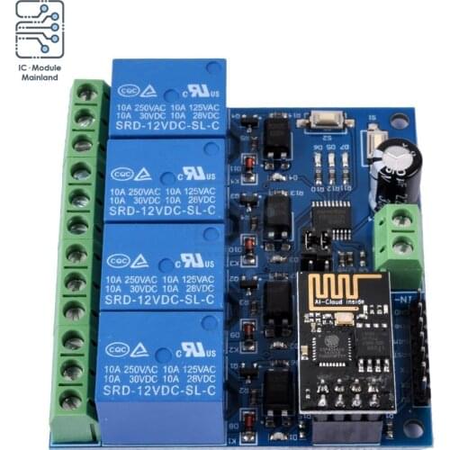 DC 12V ESP8266 ESP-01 4 Channel WiFi Relay Module For IOT Smart Home Phone APP Controller