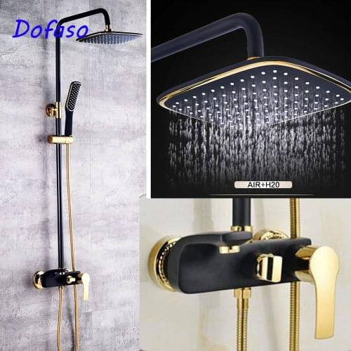 Dofaso retro European bathroom rainfall shower set white and gold shower mixer faucet shower black set antique shower equipment