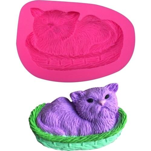 Cat shaped 3D Reverse sugar molding Food Grade silicone mould for polymer clay molds chocolate cake decoration tools FT-0394