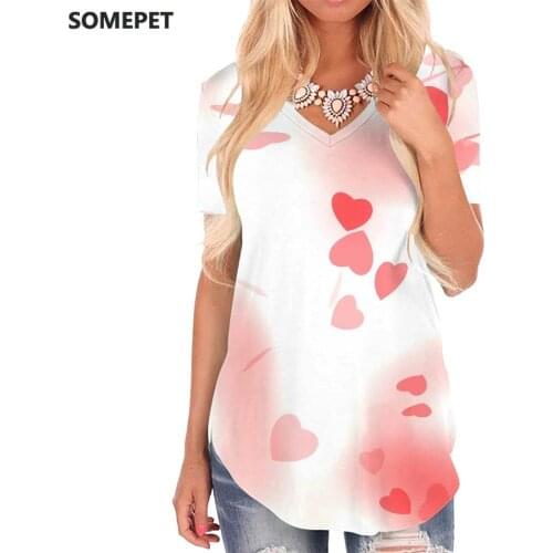 SOMEPET Love T-shirt women Graphics V-neck Tshirt Psychedelic T-shirts 3d Harajuku Tshirts Printed Womens Clothing Summer