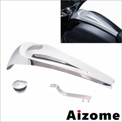 Chrome Motorcycle Smooth Dash Fuel Console Cover w/Pop-Up Cap For Harley Electra Glide Road Glide Street Glide Tri Glide 2008-17