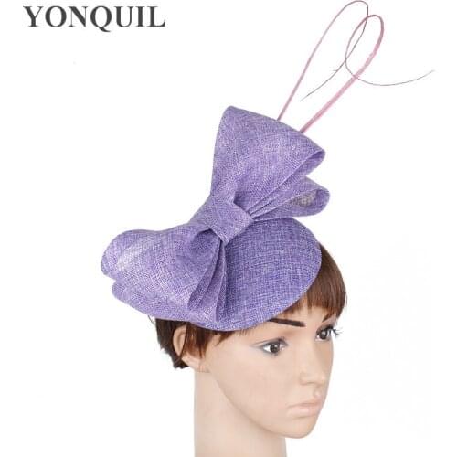 Imitation Sinamay Wedding Bow Chapeau Cap Hair Pin Bride Elegan Fascinator Hat With Fancy Feather Hair Accessories Women Hats