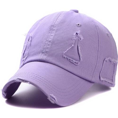 Trendy Streetwear Hip Hop Worn Hole Face Cap For Women Men Orange Purple Letter Summer Snapback Cap Gorras Hombre