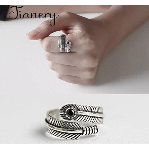 Creative Style Boho Feather Crystal Rings For Women Men Adjustable Ring Fashion Charm Jewelry Wholesale 2021