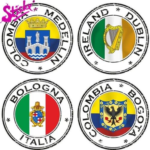 STICKY Colombia Medellin Stamp Seal Sticker Decal for Car Laptop Tablet Fridge Door Decals Guitar Window Stickers