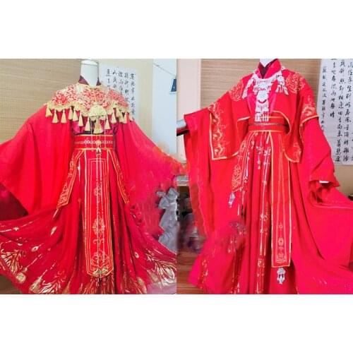 Man-man Red Wedding Costume Hanfu Cosplay Hanfu for Anime The Heavens Official Blessing Unisexual Hanfu set include accessories