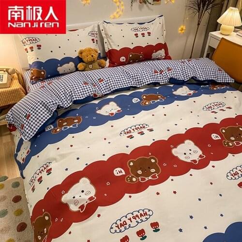NANJIREN Home Textile Products Duvetcover&2pcs Piilowcase&1 Sheet Print Cartoon Beathable Polyester Comfortable Warm Bedding Set
