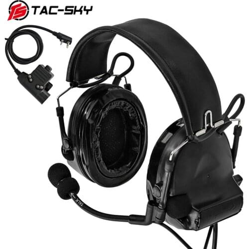 TAC-SKY COMTAC II silicone earmuffs hearing noise reduction pickup military tactical headset + U94 Kenwood plug PTT