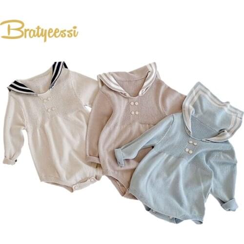 Autumn Sailor Baby Romper for Girls Cotton Knitted Onesie Baby Boy Clothes Toddler Jumpsuit Infant Overalls