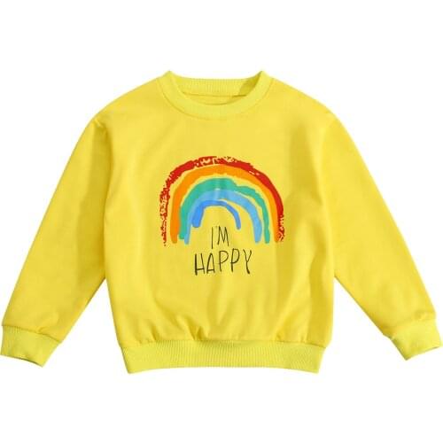 Lioraitiin 1-6Years Toddler Baby Girl Autumn Sweatshirts Long Sleeve Rainbow O-Neck Top Outfit