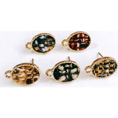 Oval Wool Stuff Stud Earring Accessories Pendant Necklace Supplies for Jewelry Making Accessories Components 6pcs KP2092