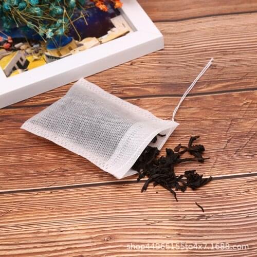 100pcs 5X7cm Disposable Drawstring Teabags Empty Tea Bags for Tea Bag Food Grade Non-woven Fabric Paper Coffee Filters Teaware
