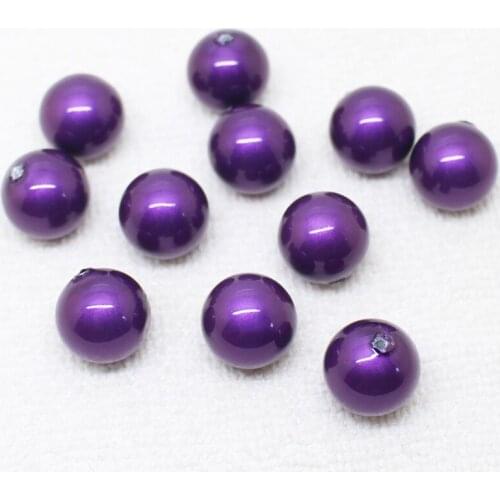Half Drilled 8-12mm Dark Purple Shell Pearl Round Beads 20pcs ,For DIYJewelry making!We provide mixed wholesale for all items