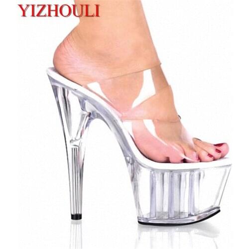 Full Transparent Star At Home 6 Inch Sandals 15cm High-Heeled Shoes Sexy Womens Crystal Stripper Shoes