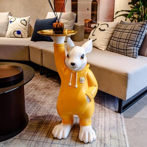 Nordic Comic Rabbit Statue Resin Figurine Shops Home Decoration Desktop Decor Handmade Crafts Sculpture Modern Art Statue