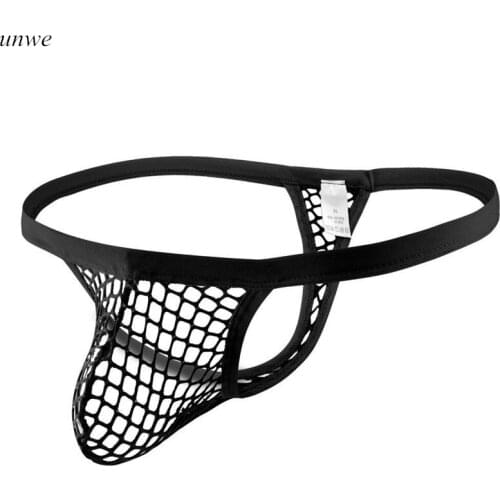 1 PCS Sexy Men Transparent Thong Plaid Man Big Fishnet Jockstrap String Homme Slip Erotic G Strings Cueca Gay