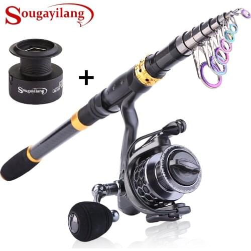 Sougayilang 1.8M-3.3M Telescopic Fishing Rod and 13+1BB Spinning Reel Combo with Free Spare Graphite Spool for Travel Fishing