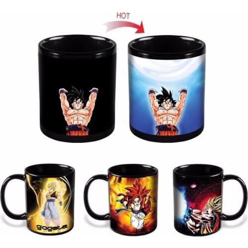 Dropshipping heat sensitive magic color changing ceramic gogeta mug gogeta cup coffee mug for gift