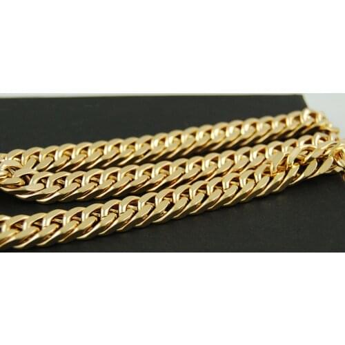 Heavy 24 k yellow Solid gold FINISH Curb Link Chain Necklace Mens 10mm Wide