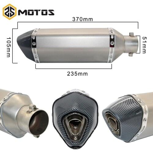 ZS MOTOS 51MM Universal Amazing Escape Moto Modified Exhaust Motorcycle Scooter Dirt Bike Muffler Pipe YZF600 R6 YZF1000 R1 CBR