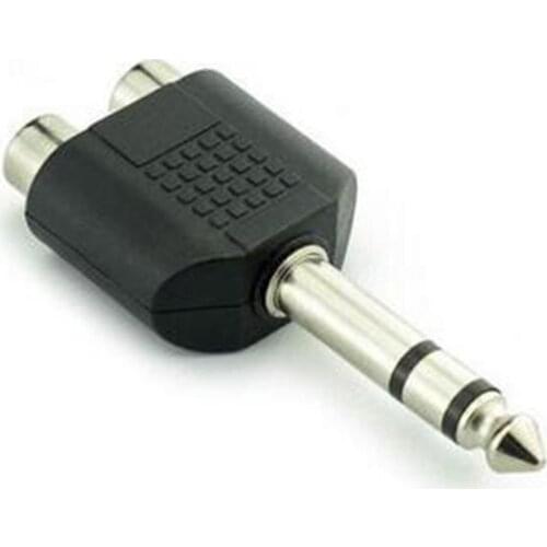 10pcs 6.5mm audio plug to RCA double socket 6.5 Stereo Microphone Adapter