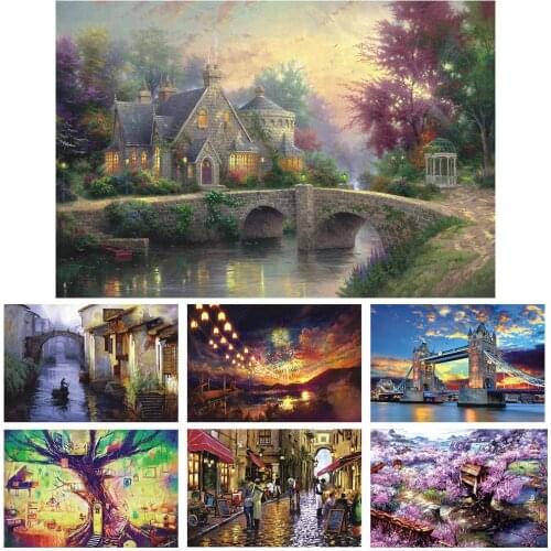 1000Pcs Adult Kids Puzzle Jigsaw Cherry Coffee Street Landscape Game Toy Gift Jigsaw Toy DIY Kit perfect gifts for children