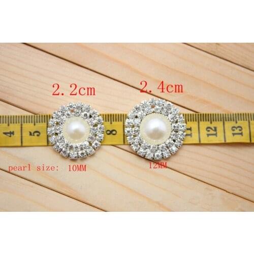20pcs/lot 24mm Double Row Rhinestone Pearl Button Flat Back Wedding Bling Bridal Emellishment Used On Invitation Card Silver