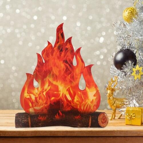 3D Flame Fire Pile Cardboard Halloween New Year Christmas Easter Home Fireplace Party Indoor Ornaments Decor