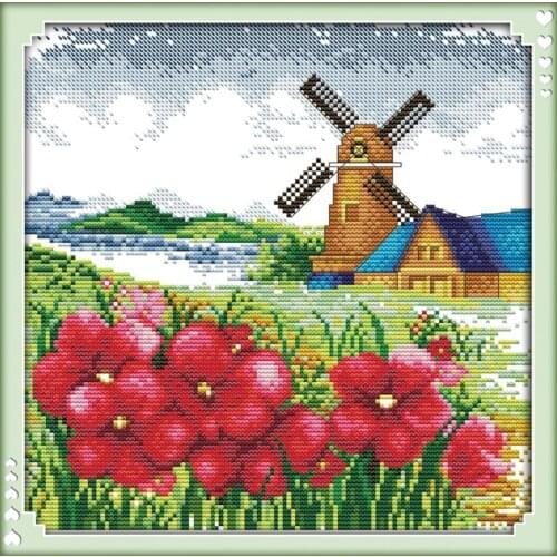 4 season view cross stitch kit landscape 18ct 14ct count fabric canvas embroidery DIY handmade needlework multi pictures plus