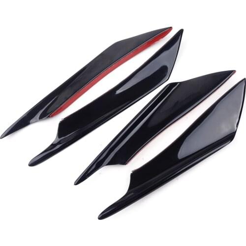 4pcs Glossy Black ABS Front Bumper Side Canards Splitter Body Spoiler Fins