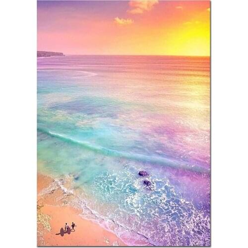5D DIY Diamond Painting Landscape Colorful Beach Cross Stitch Patterns Diamond Painting kits for Embroidery with Beads