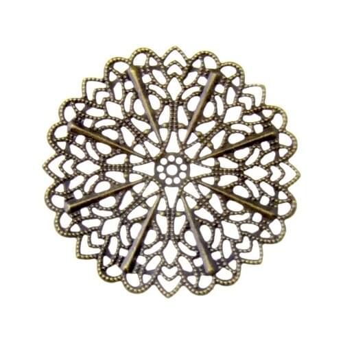 Free shipping 10Pcs Bronze Filigree Flower Wraps Connectors Metal Crafts Decoration DIY Findings Connectors 52mm
