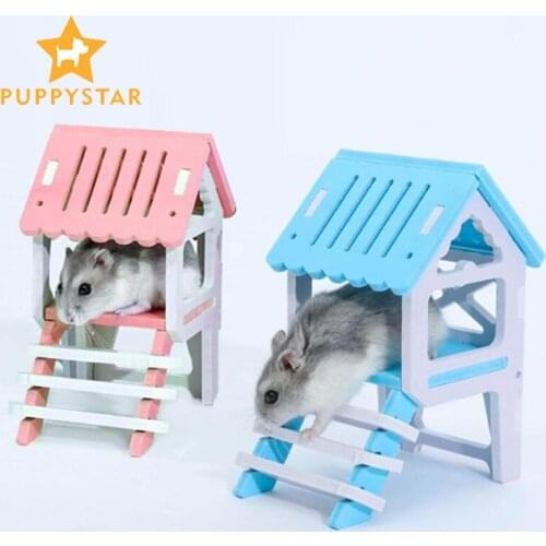 Solid Wood Stairs Hamster House Guinea Pig Cage Small Animal Nest Hamster House Rat Cage Pet Play Game Rat House Supplies ZG0009