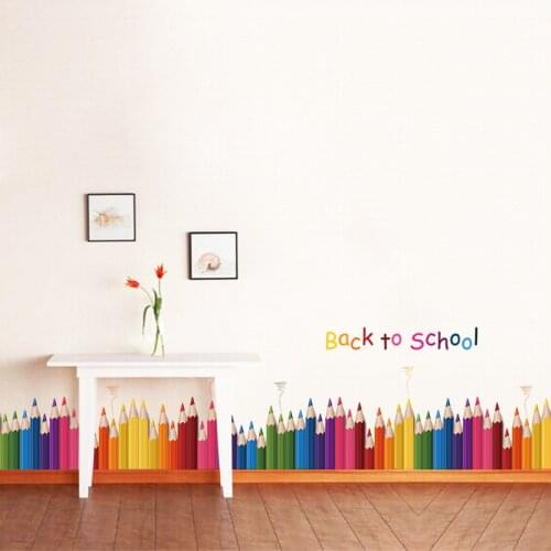 DIY Mural Pencil Back To School Wall Sticker Removable Vinyl Art Wall Decals Kindergarten Play Room Decor