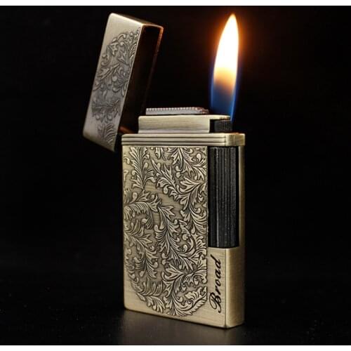 Classic Vintage Ping Sound Lighter Grinding Wheel Gas Cigarette Lighters Creative Men Metal Gas Inflatable Butane Flame Lighter